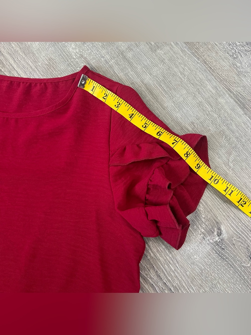 SHEIN Flutter Ruffle Petal Sleeve Top size L Rose Red - Picture 2 of 5